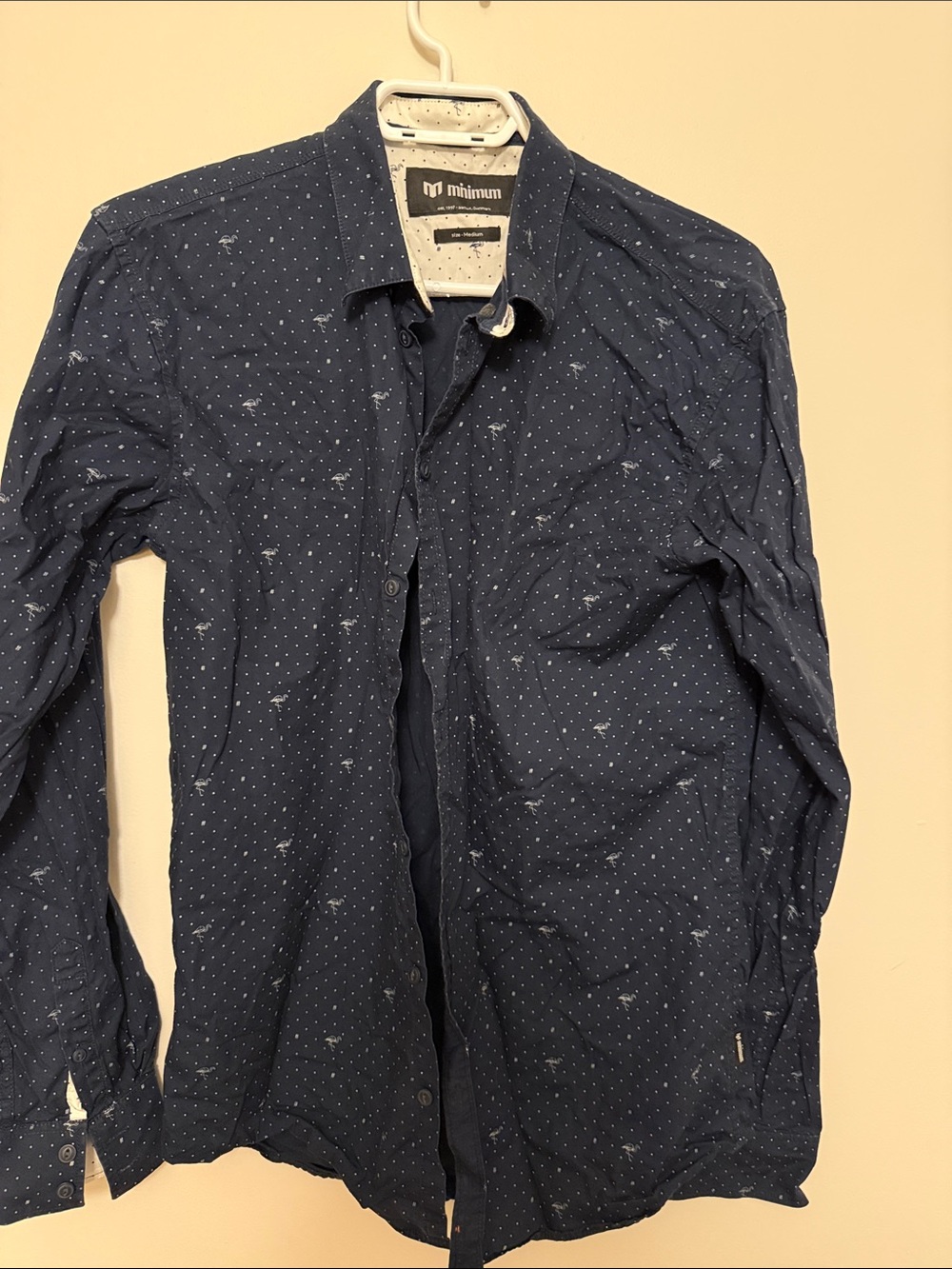 Minimum Navy Blue Micro-Print Button-Down Shirt